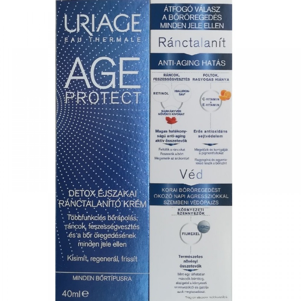 Uriage Age Protect Detox éjszakai ránctalanító krém 40ml | Szimpatika Webtér